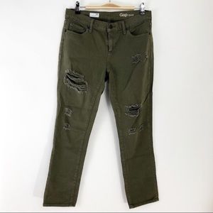 GAP distressed girlfriend jeans, 28R, Olive